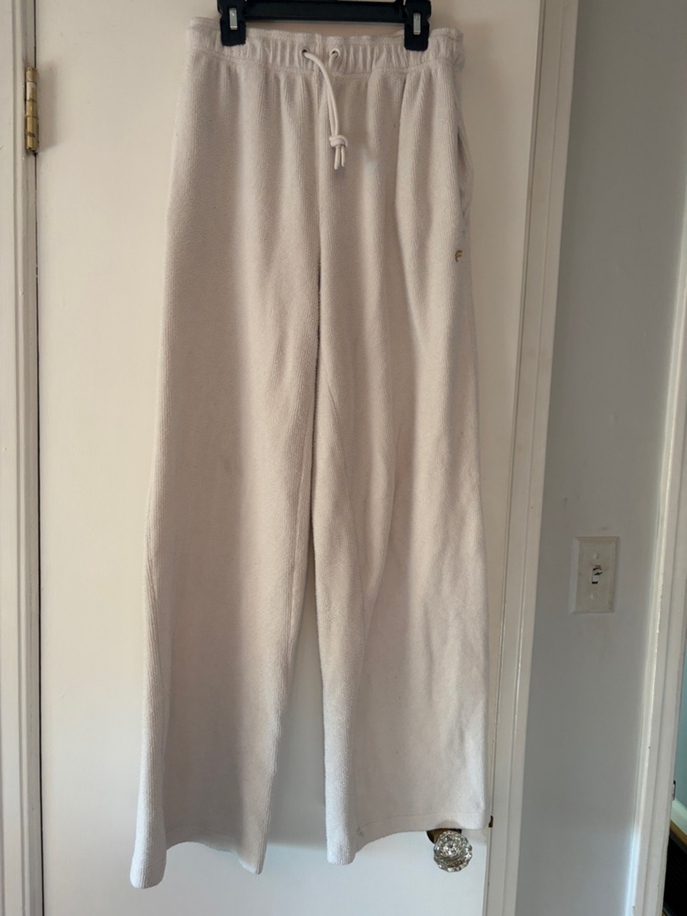Fabletics Cream ribbed Wide-Leg Fleece Joggers